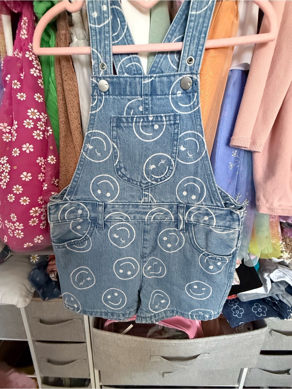 The Children's Place Denim Smiley Shortalls - Blue